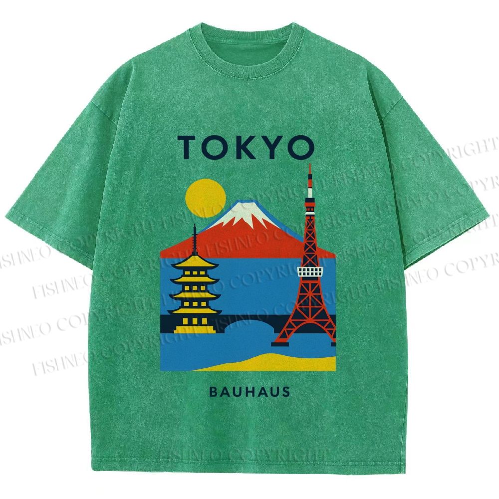 Unisex Tokyo Bauhaus Printed Washed Tee