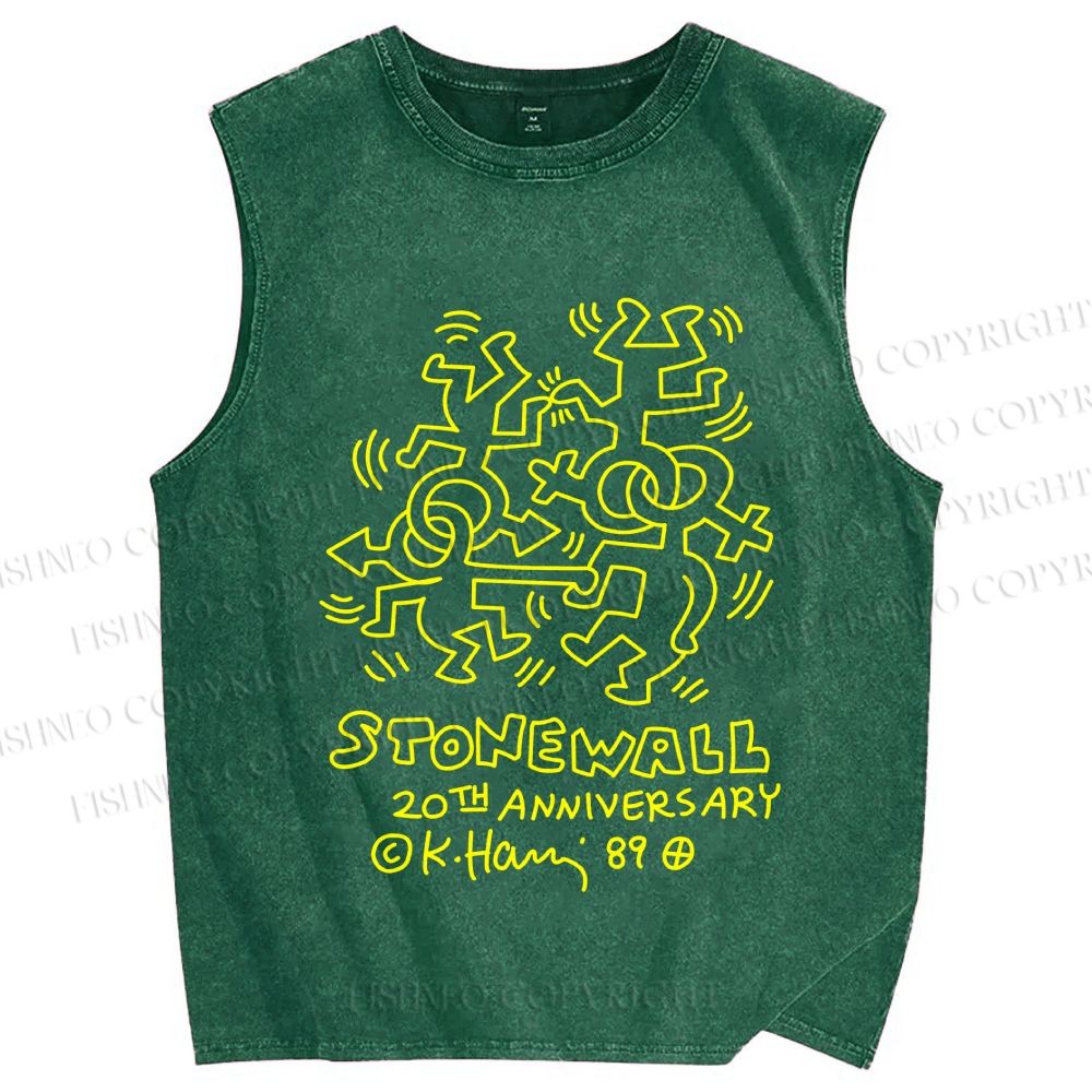 Unisex Keith Haring Stonewall Printed Washed Tank Top