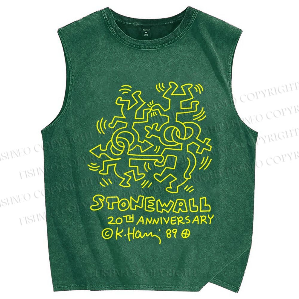 Unisex Keith Haring Stonewall Printed Washed Tank Top