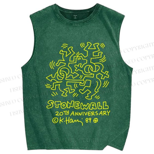Unisex Keith Haring Stonewall Printed Washed Tank Top