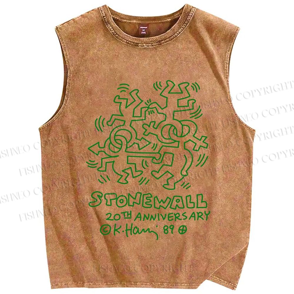 Unisex Keith Haring Stonewall Printed Washed Tank Top