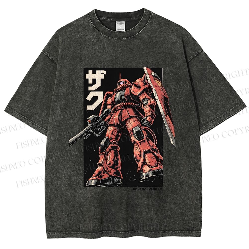Unisex MS-06S ZAKU II Printed Washed Tee