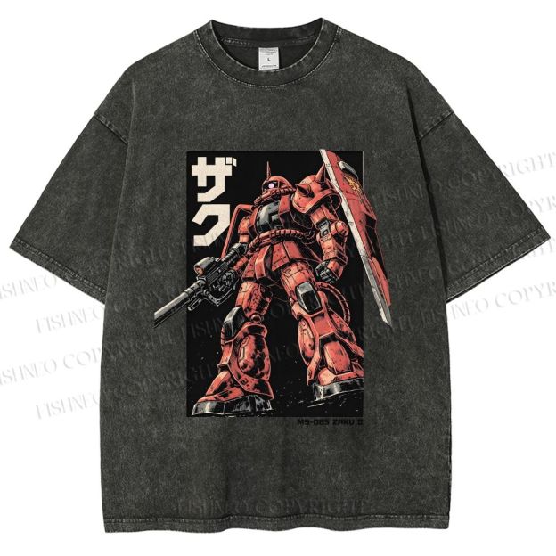 Unisex MS-06S ZAKU II Printed Washed Tee