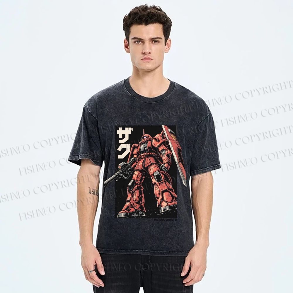 Unisex MS-06S ZAKU II Printed Washed Tee