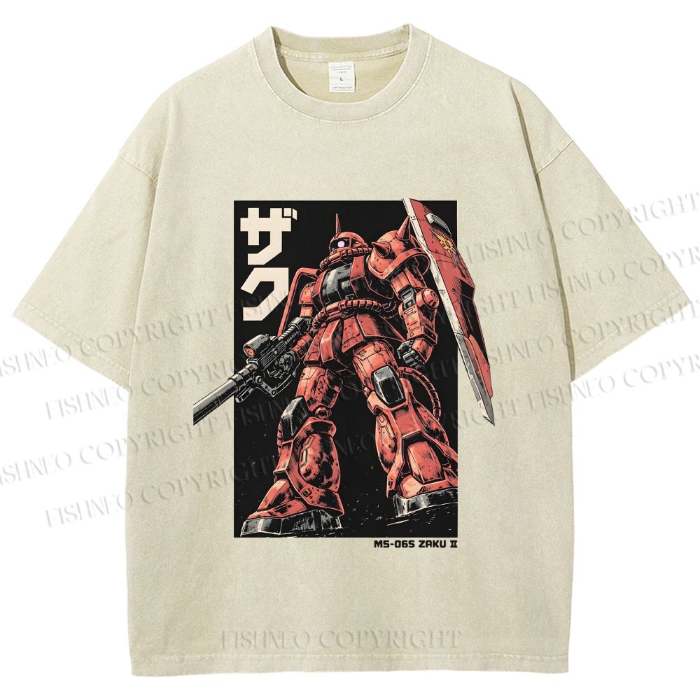Unisex MS-06S ZAKU II Printed Washed Tee