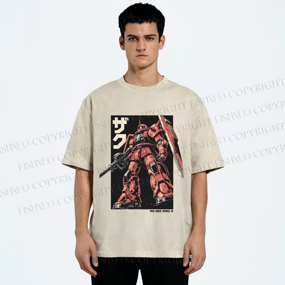 Unisex MS-06S ZAKU II Printed Washed Tee