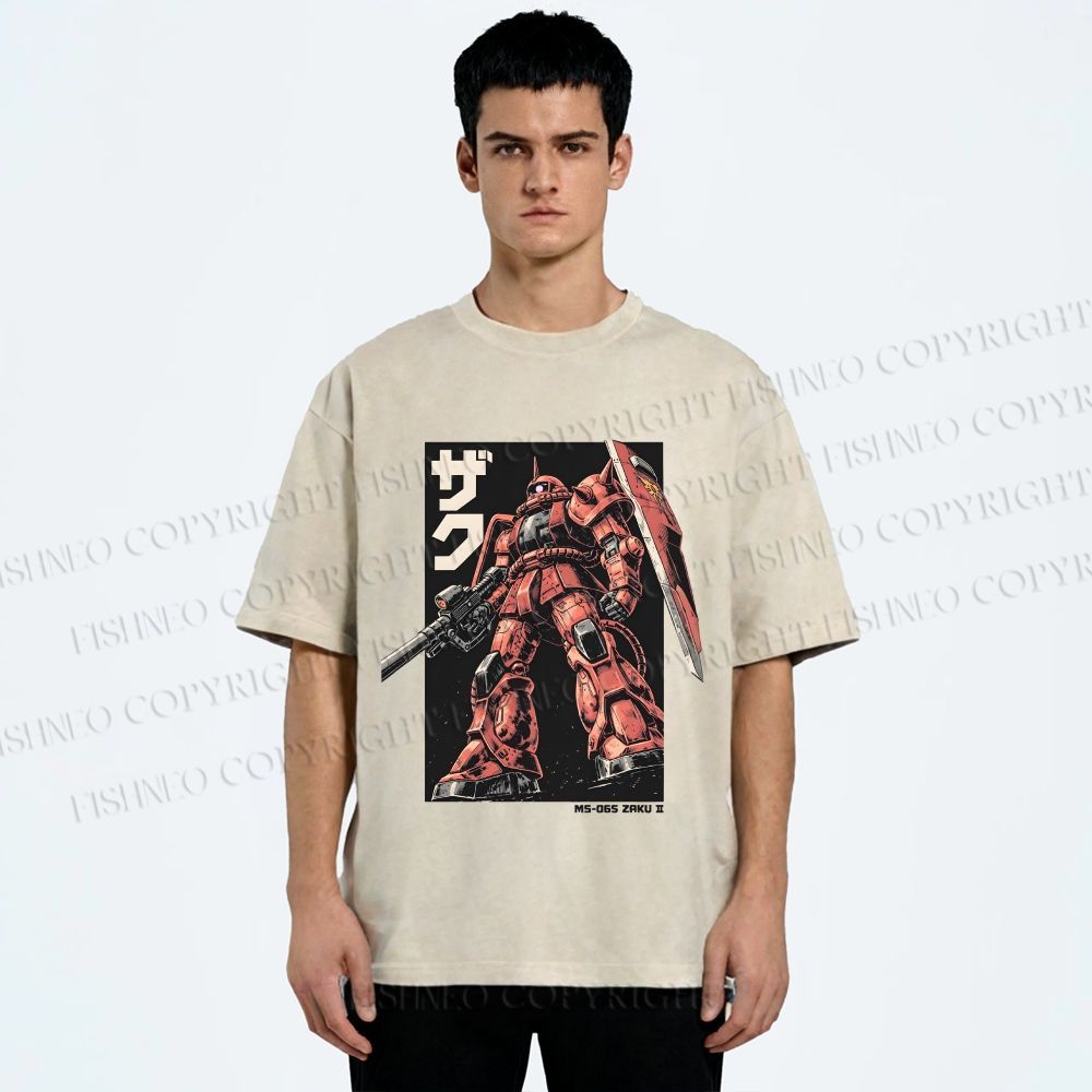 Unisex MS-06S ZAKU II Printed Washed Tee