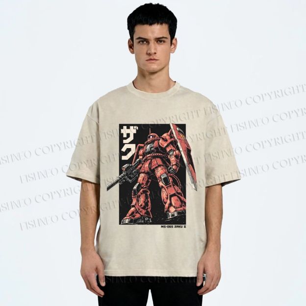 Unisex MS-06S ZAKU II Printed Washed Tee