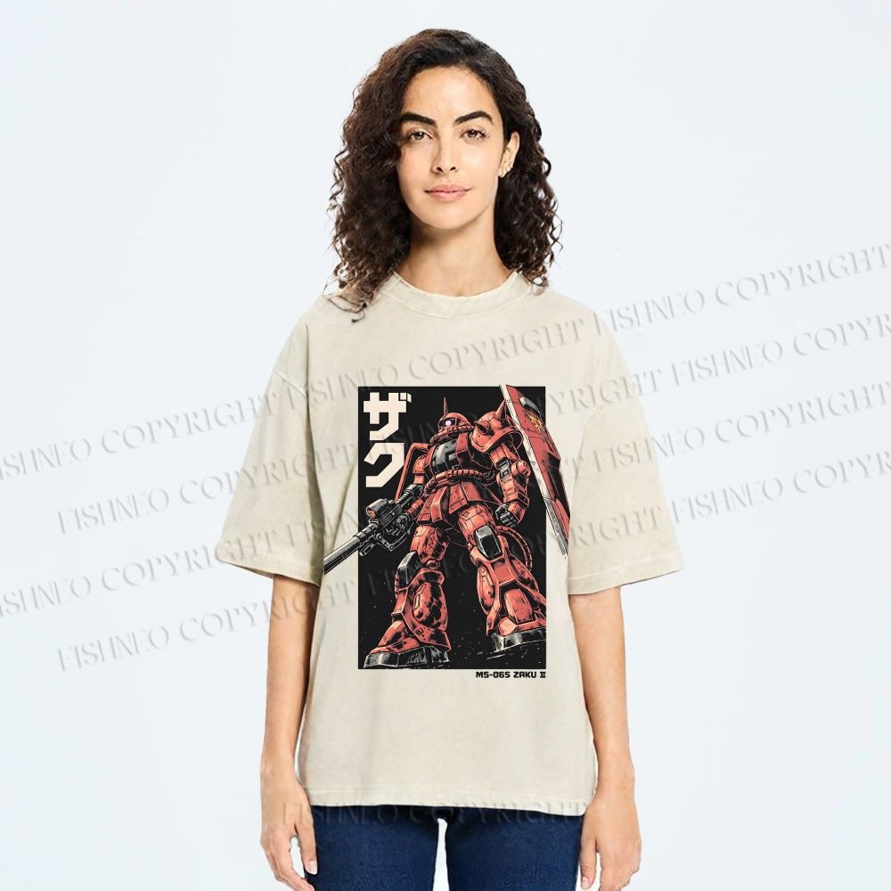 Unisex MS-06S ZAKU II Printed Washed Tee