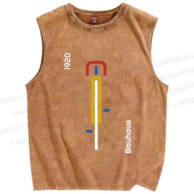 Unisex Bauhaus Bicycle Printed Washed Tank Top