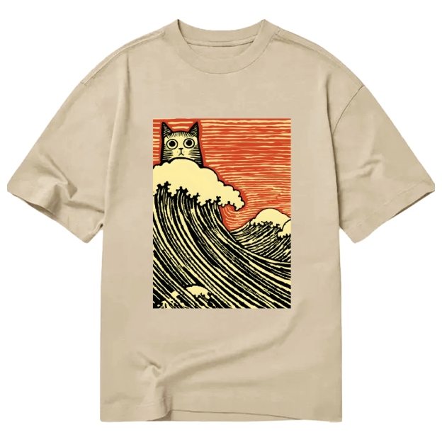 Charming Japanese Cat Art Cotton Casual T-shirt