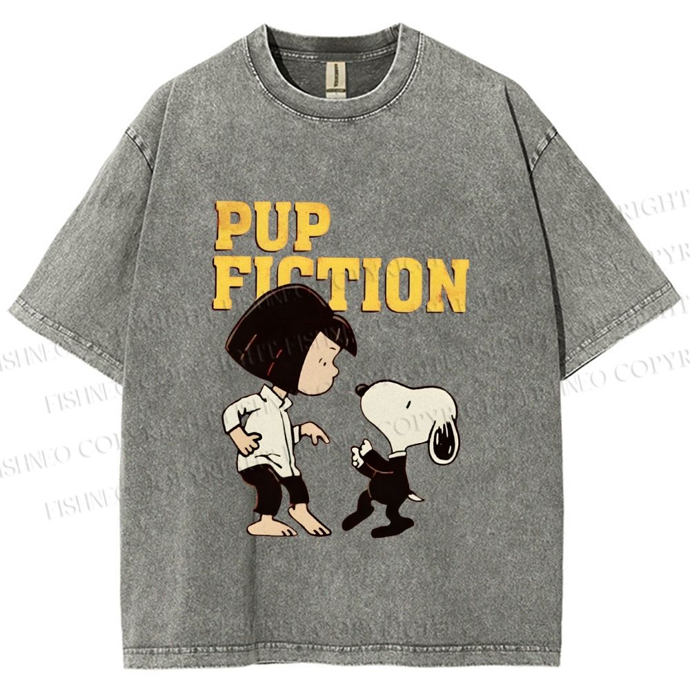 Unisex Pup Fiction Snoopy Printed Washed Tee