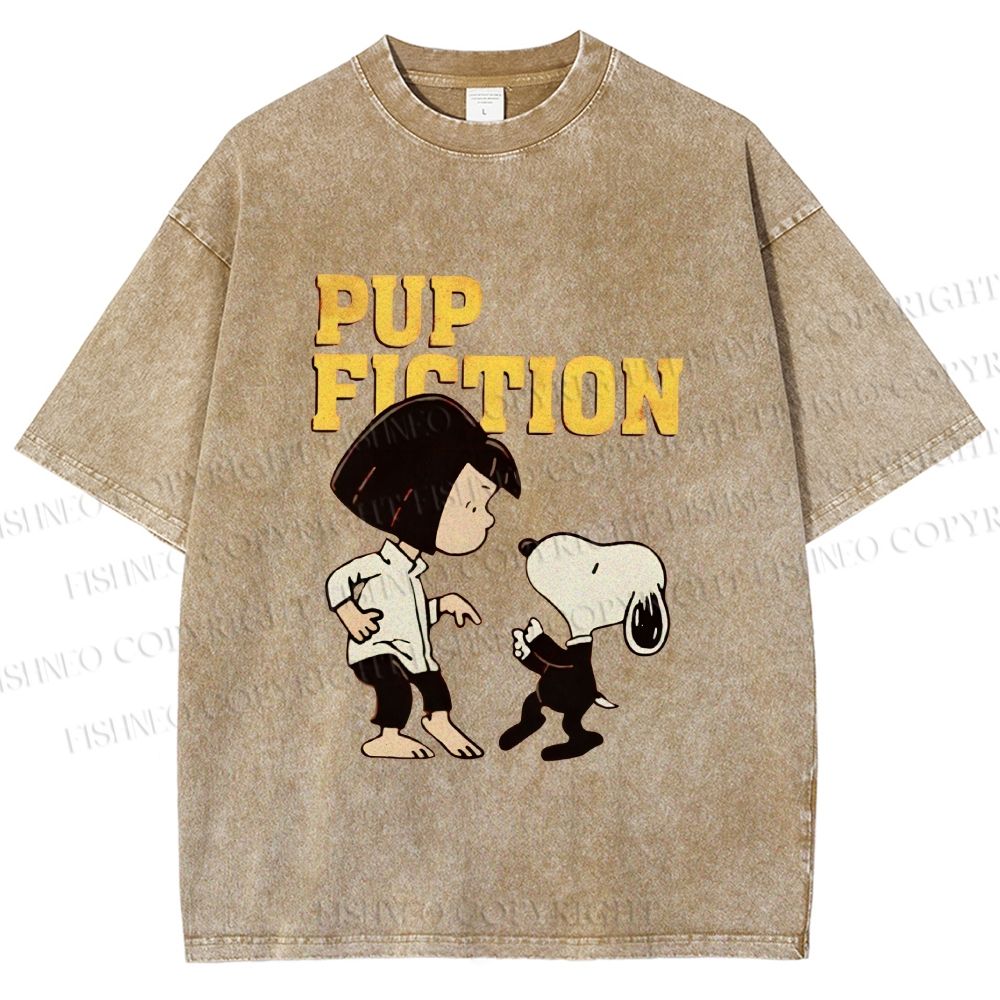 Unisex Pup Fiction Snoopy Printed Washed Tee