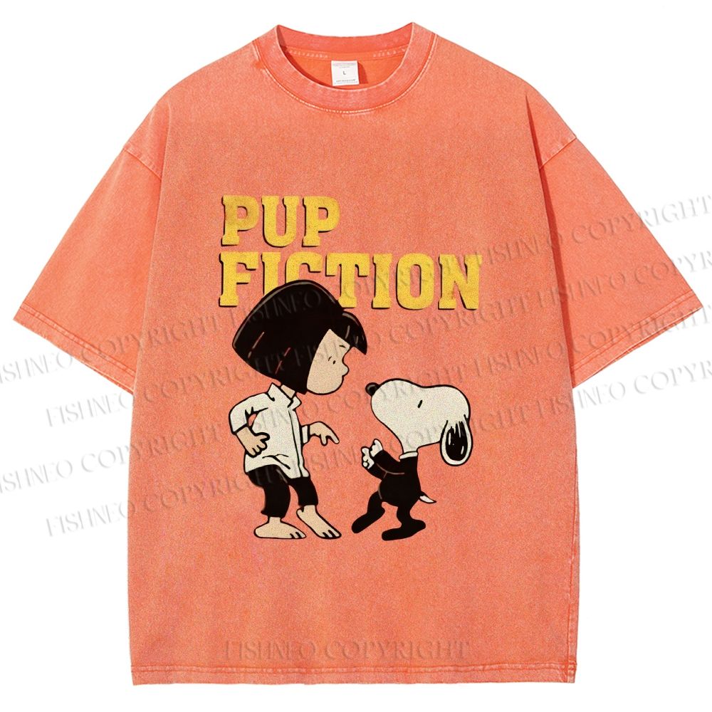 Unisex Pup Fiction Snoopy Printed Washed Tee