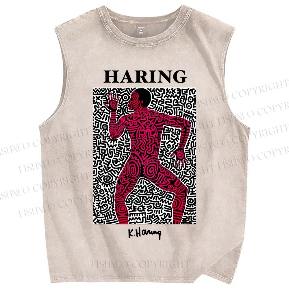 Unisex Keith Haring Into 1984 Printed Washed Tank Top