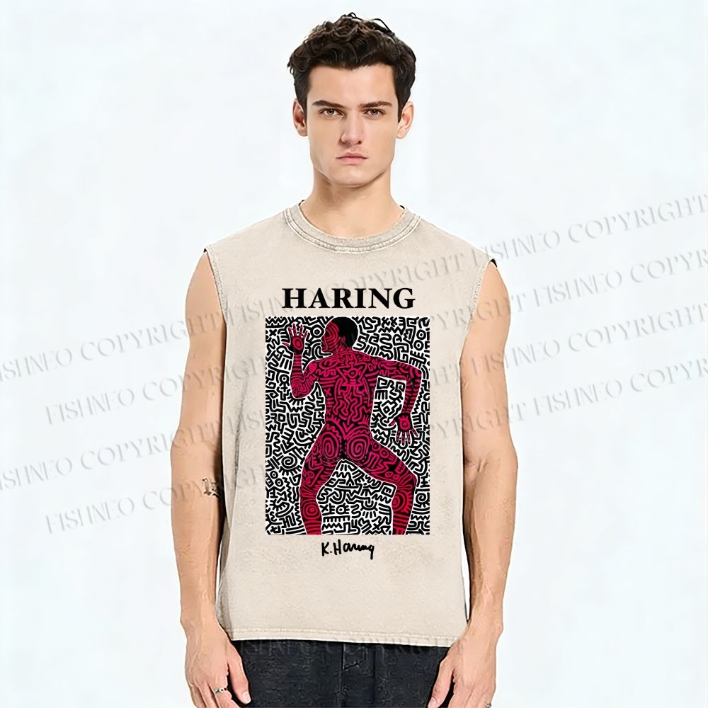 Unisex Keith Haring Into 1984 Printed Washed Tank Top