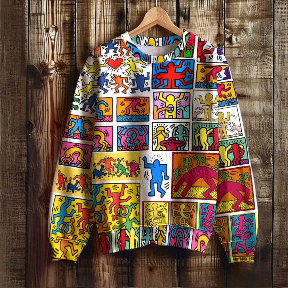Keith Haring Puzzle Printed Sweatshirt – Fishneo