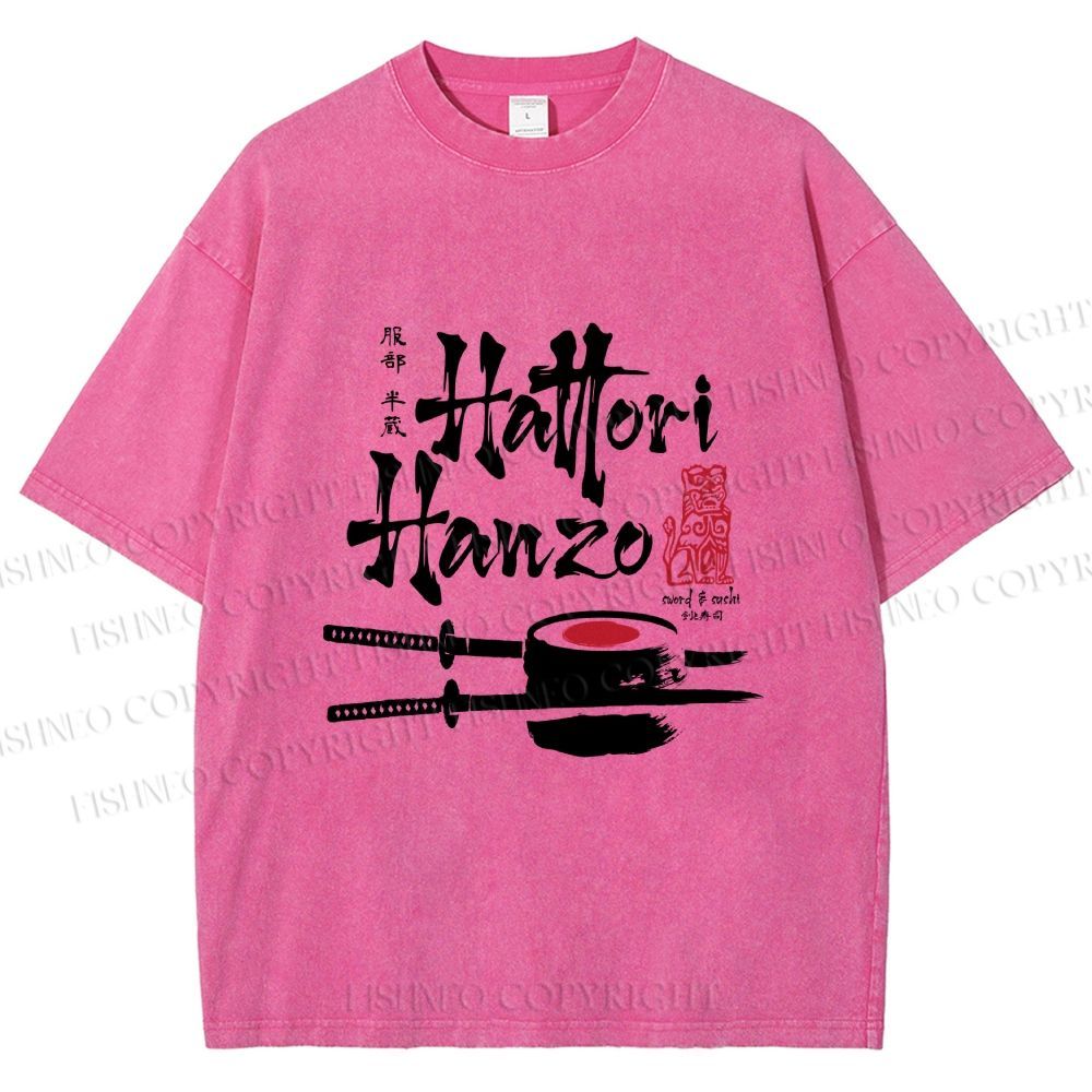 Unisex Hattori Hanzo Sushi Graffiti Printed Washed Tee