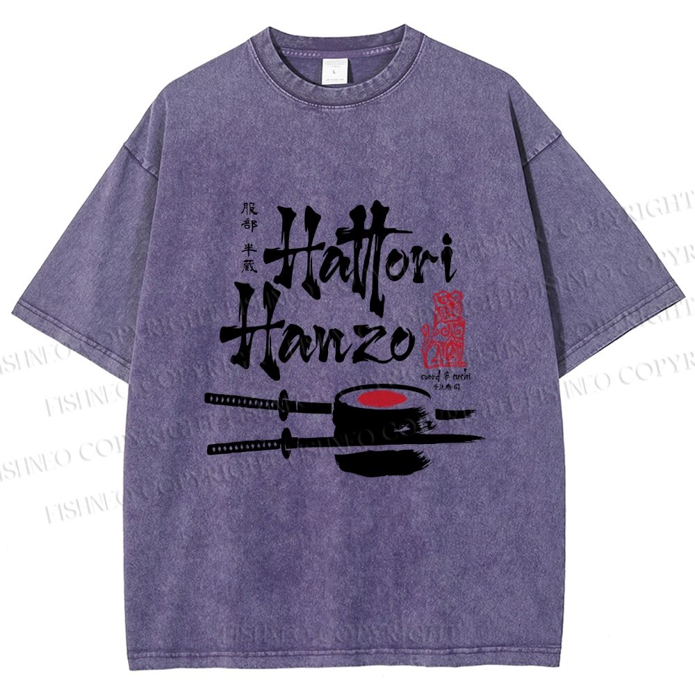 Unisex Hattori Hanzo Sushi Graffiti Printed Washed Tee