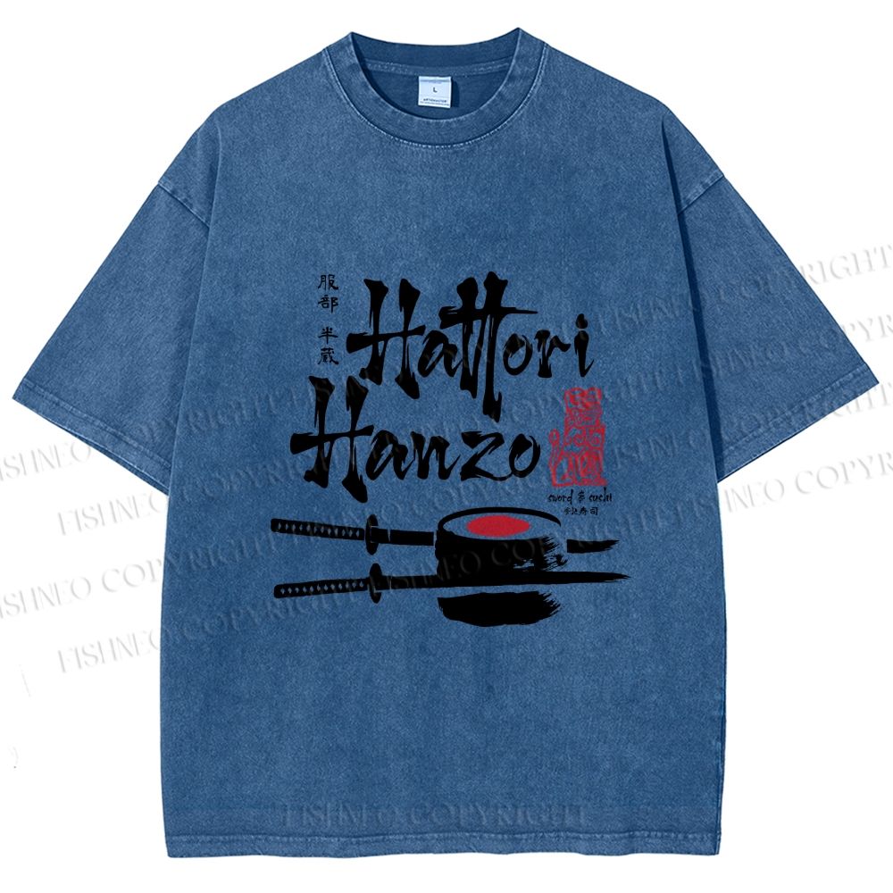 Unisex Hattori Hanzo Sushi Graffiti Printed Washed Tee