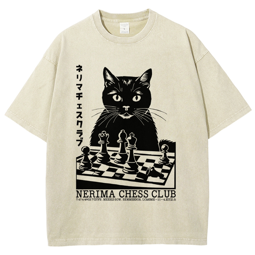 Cat Chess Club Vintage Washed T-shirt