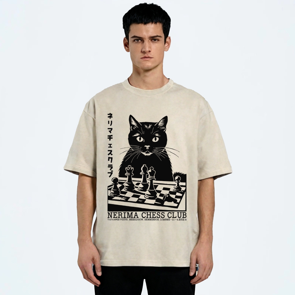 Cat Chess Club Vintage Washed T-shirt