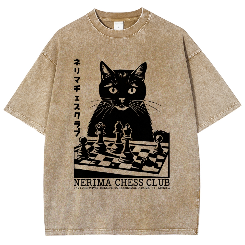 Cat Chess Club Vintage Washed T-shirt