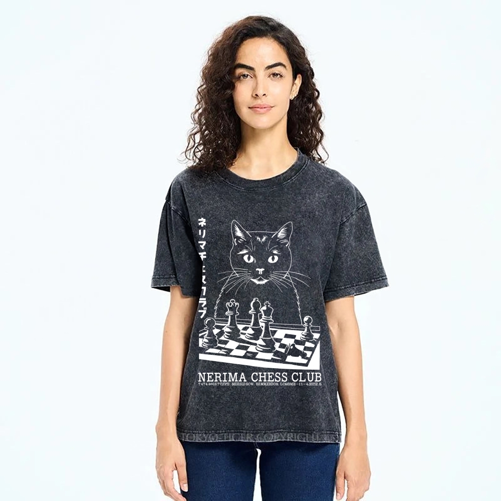 Cat Chess Club Vintage Washed T-shirt