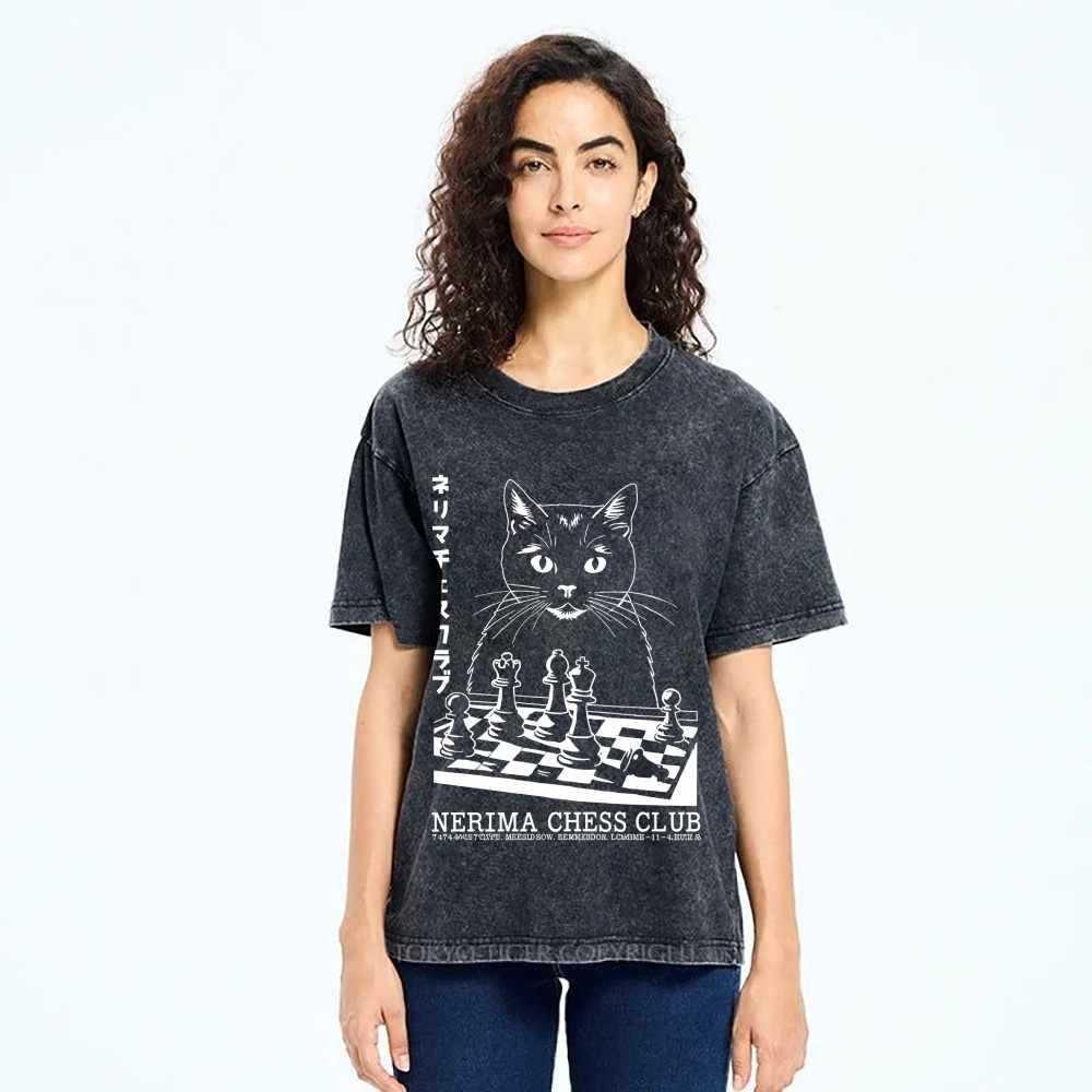 Cat Chess Club Vintage Washed T-shirt