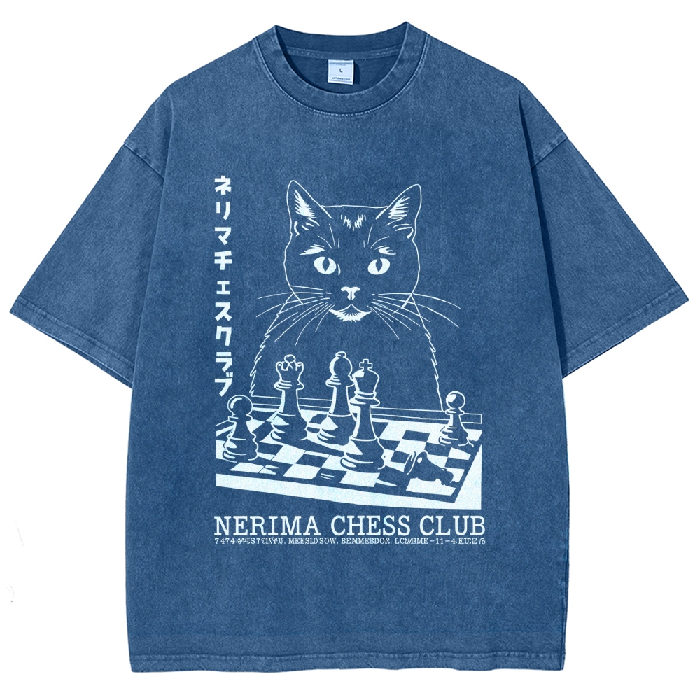 Cat Chess Club Vintage Washed T-shirt