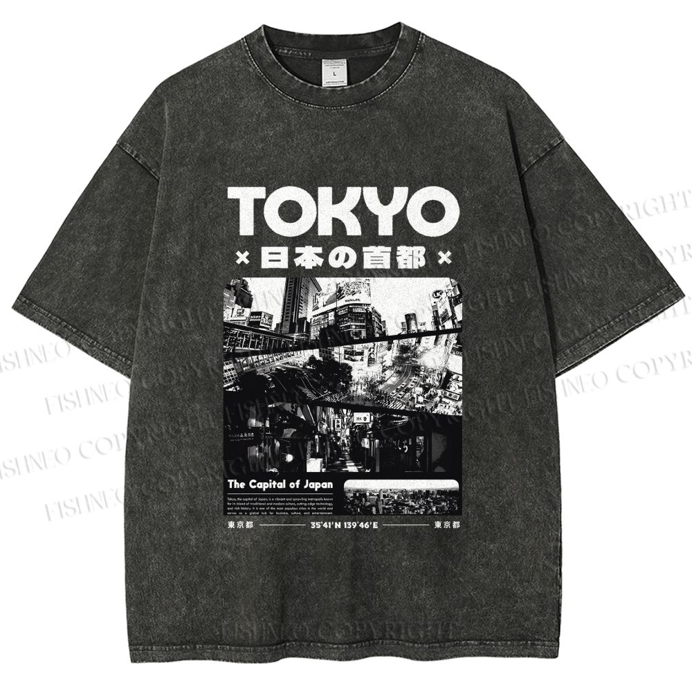 Unisex Toykyo Japan Printed Washed Tee