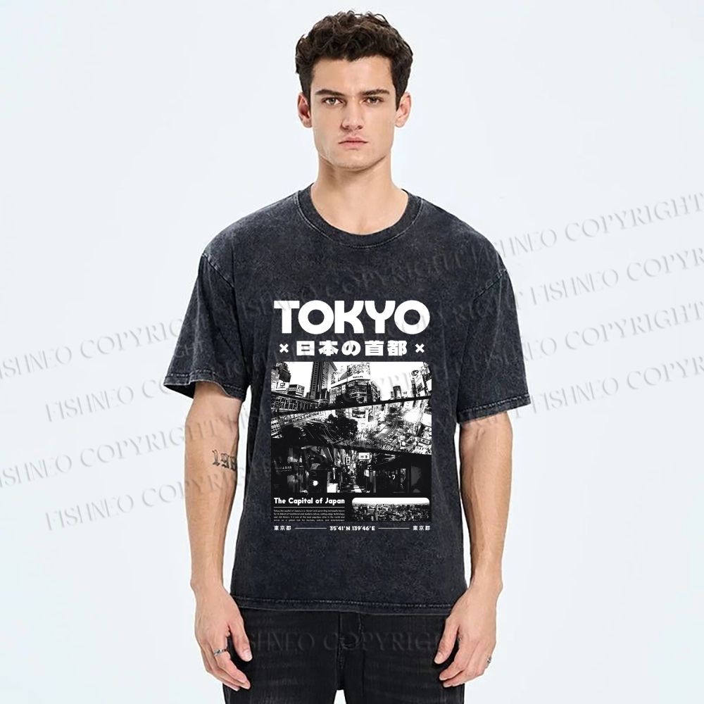 Unisex Toykyo Japan Printed Washed Tee