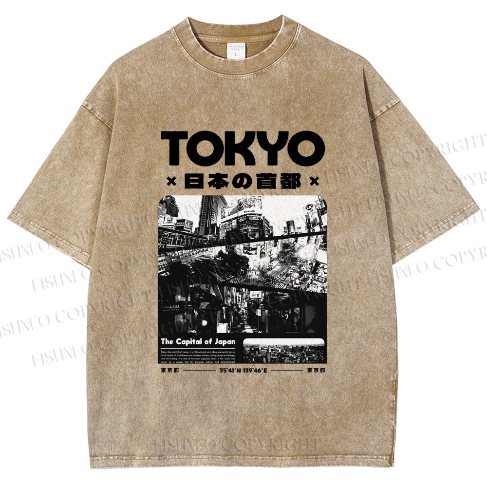 Unisex Toykyo Japan Printed Washed Tee