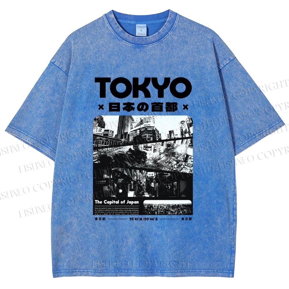 Unisex Toykyo Japan Printed Washed Tee