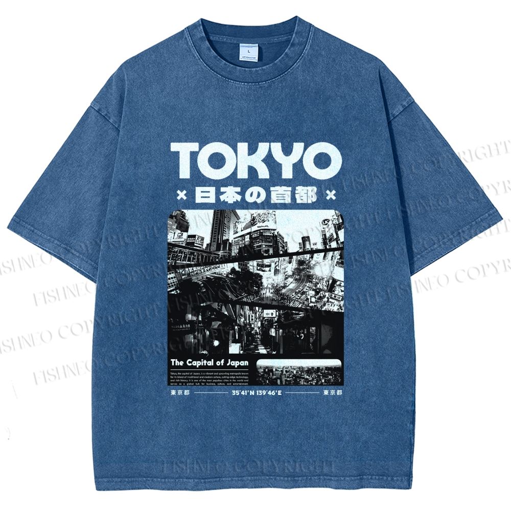 Unisex Toykyo Japan Printed Washed Tee