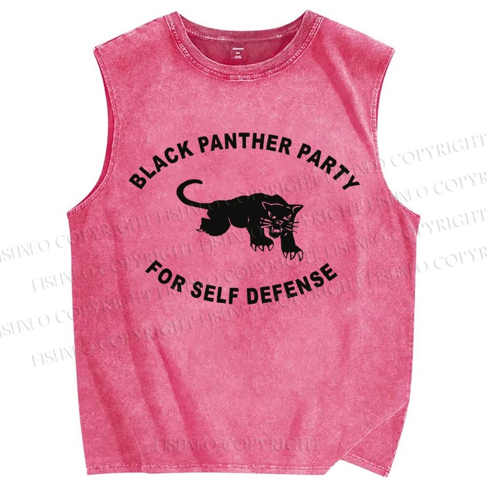 Unisex Black Panther Party Printed Washed Tank Top