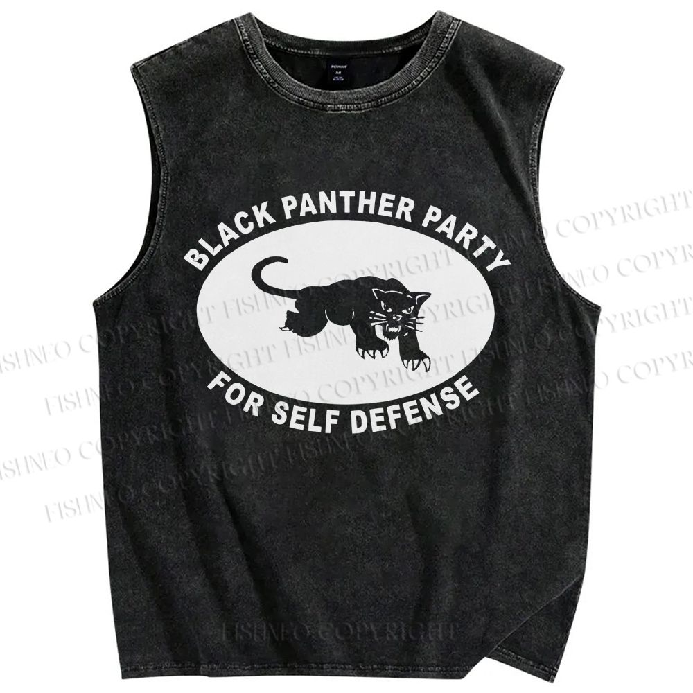 Unisex Black Panther Party Printed Washed Tank Top