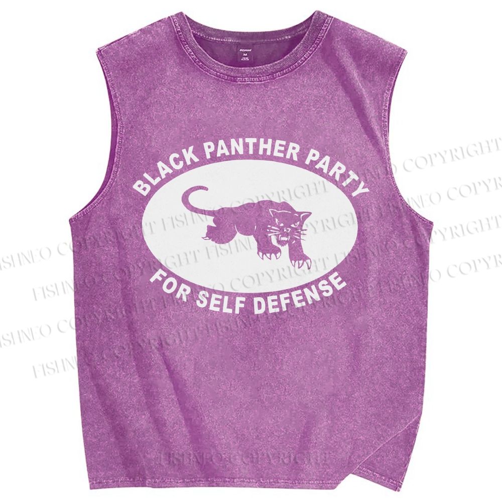 Unisex Black Panther Party Printed Washed Tank Top