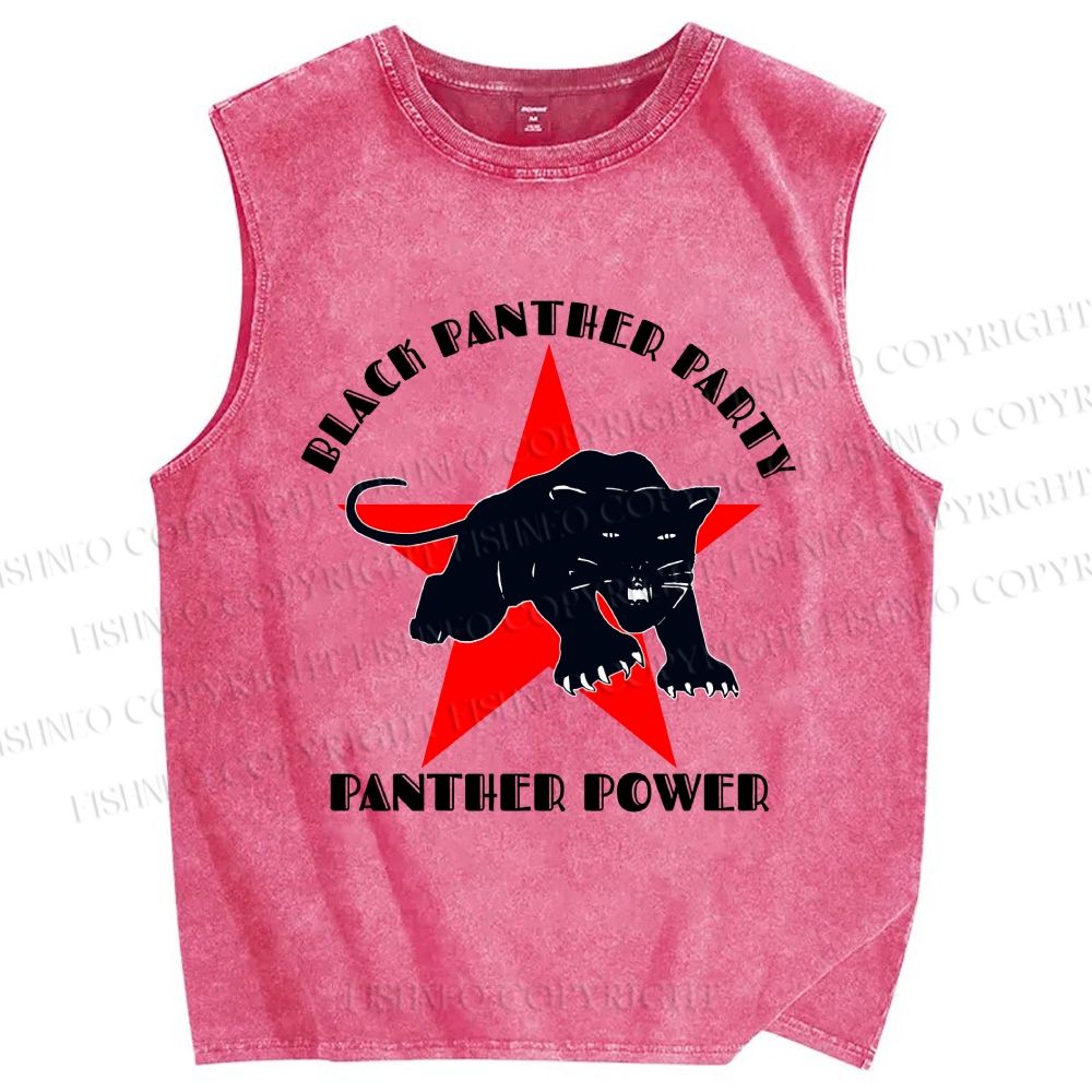 Unisex Black Panther Party Printed Washed Tank Top