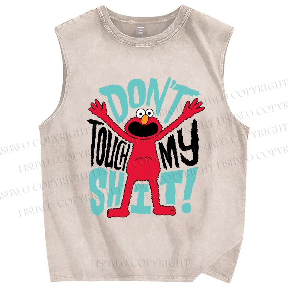 Unisex Don't Touch My Shit Printed Washed Tank Top