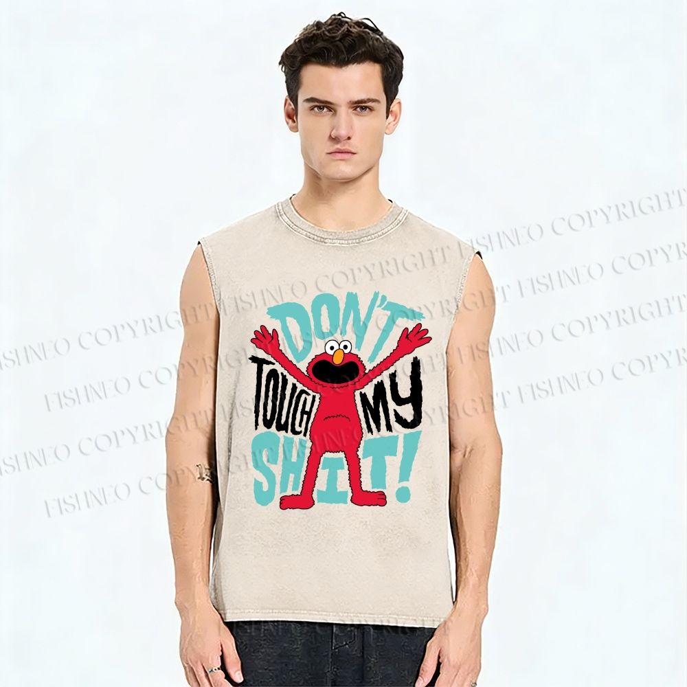 Unisex Don't Touch My Shit Printed Washed Tank Top
