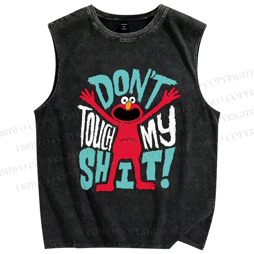 Unisex Don't Touch My Shit Printed Washed Tank Top