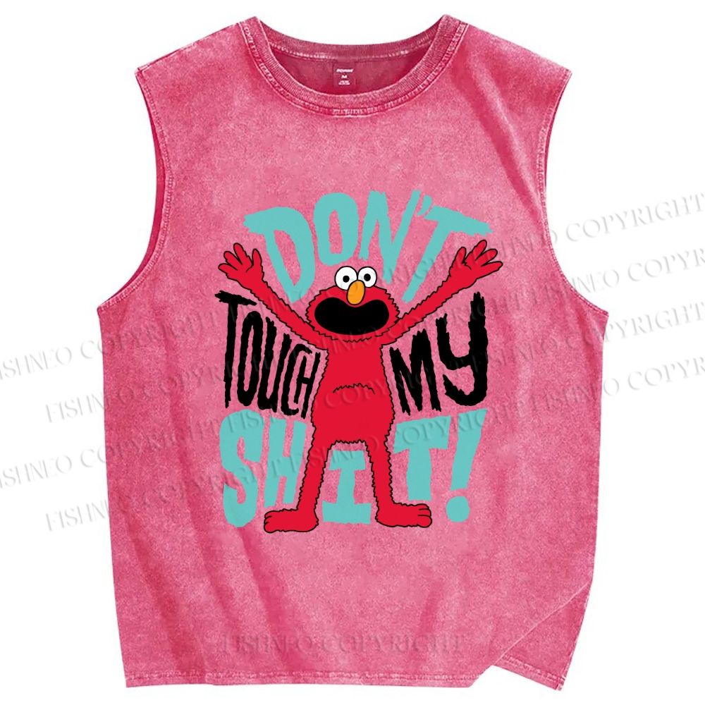 Unisex Don't Touch My Shit Printed Washed Tank Top