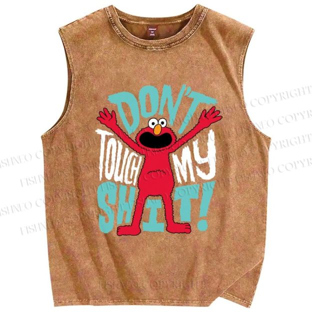 Unisex Don't Touch My Shit Printed Washed Tank Top