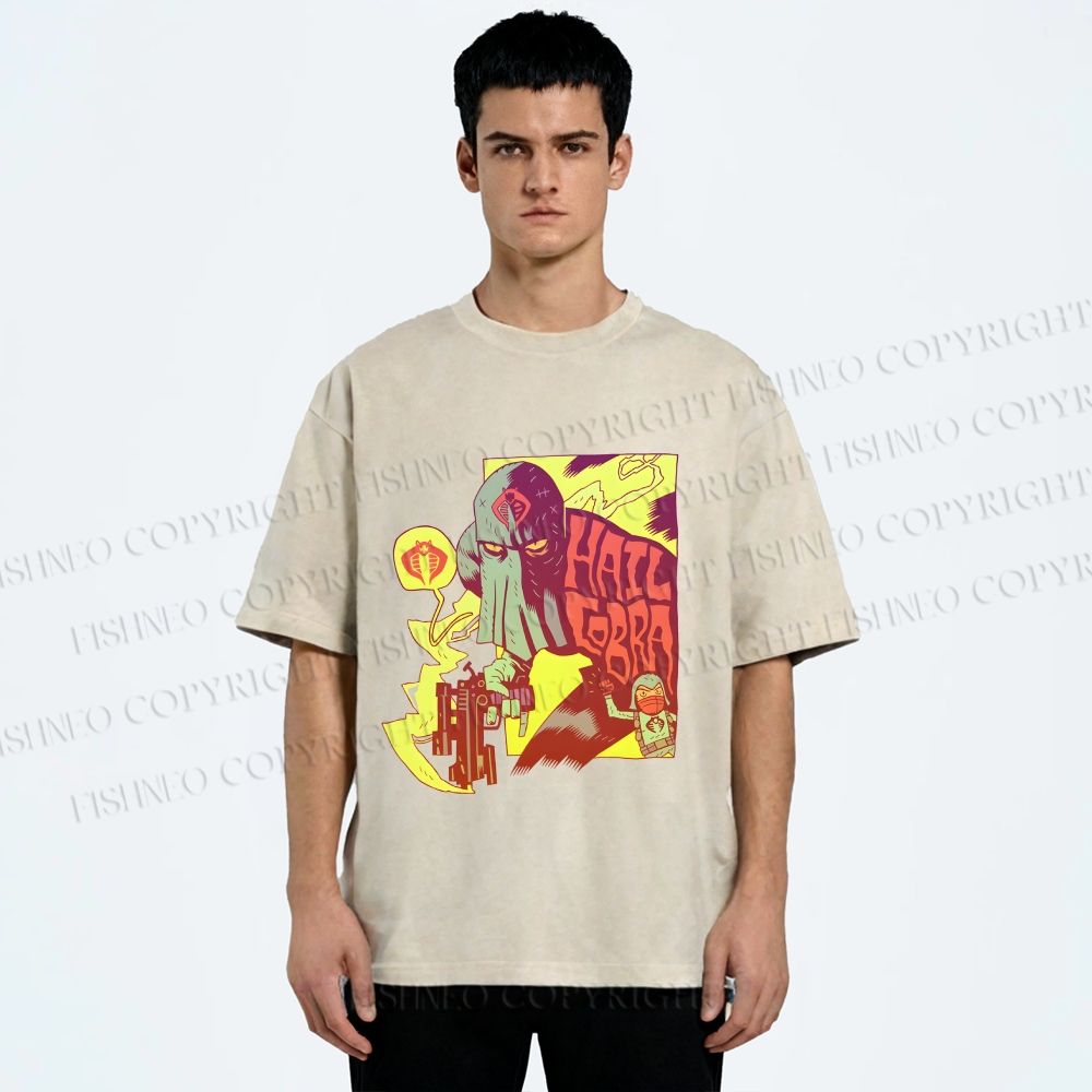 Unisex Comic Masked Man Printed Washed Tee