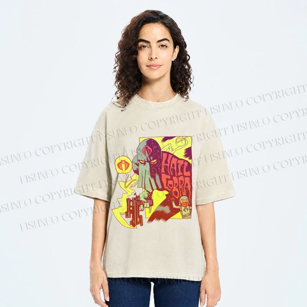 Unisex Comic Masked Man Printed Washed Tee