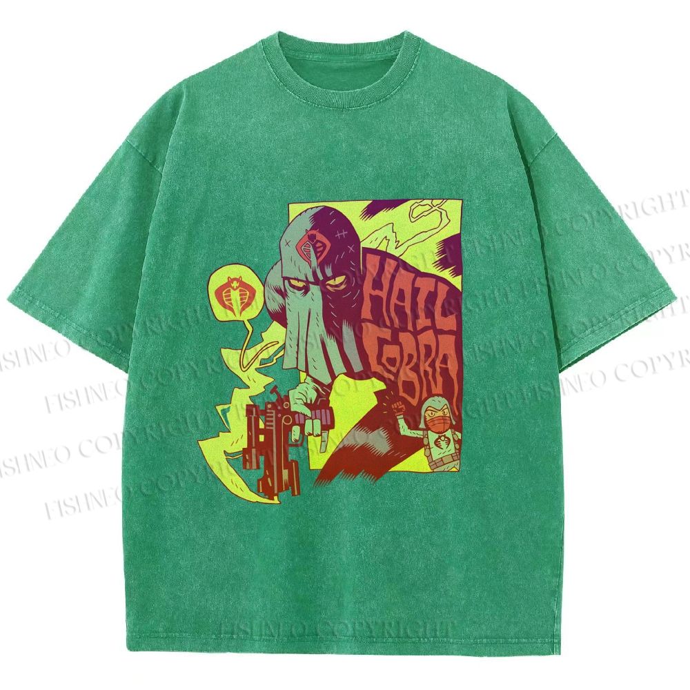 Unisex Comic Masked Man Printed Washed Tee