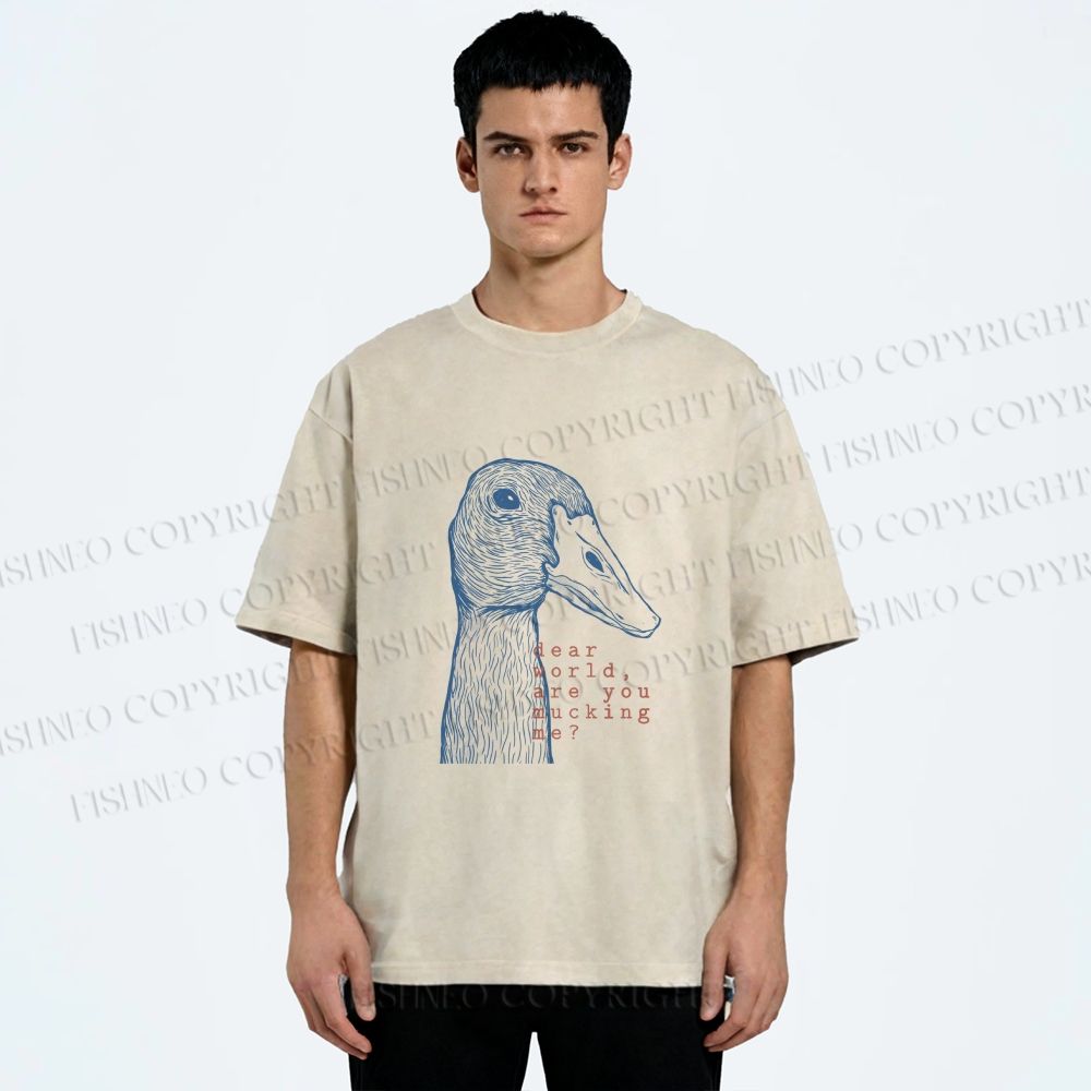Unisex Are You Mucking Me Goose Printed Washed Tee