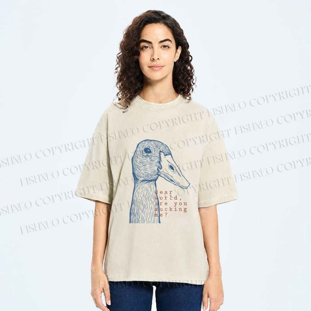 Unisex Are You Mucking Me Goose Printed Washed Tee