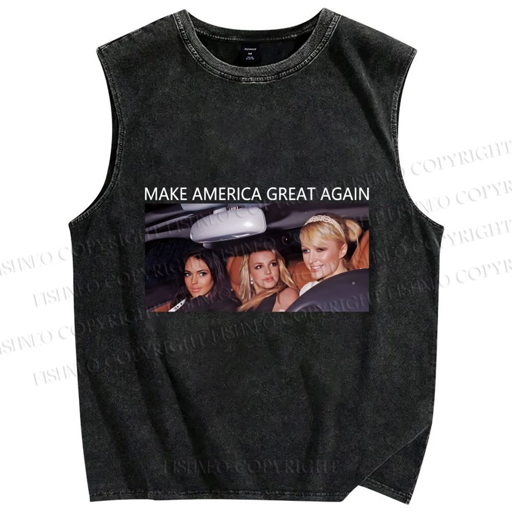 Unisex Make America Great Again Printed Washed Tank Top